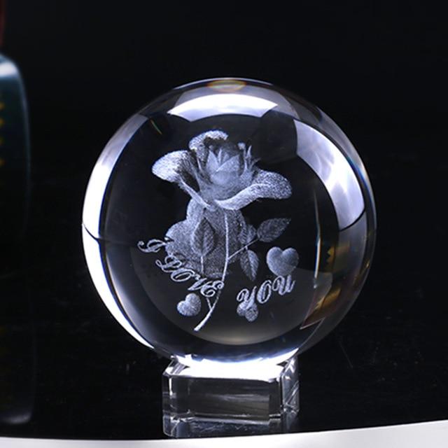 3D Rose Kristallball "Ich liebe dich" | Brehn