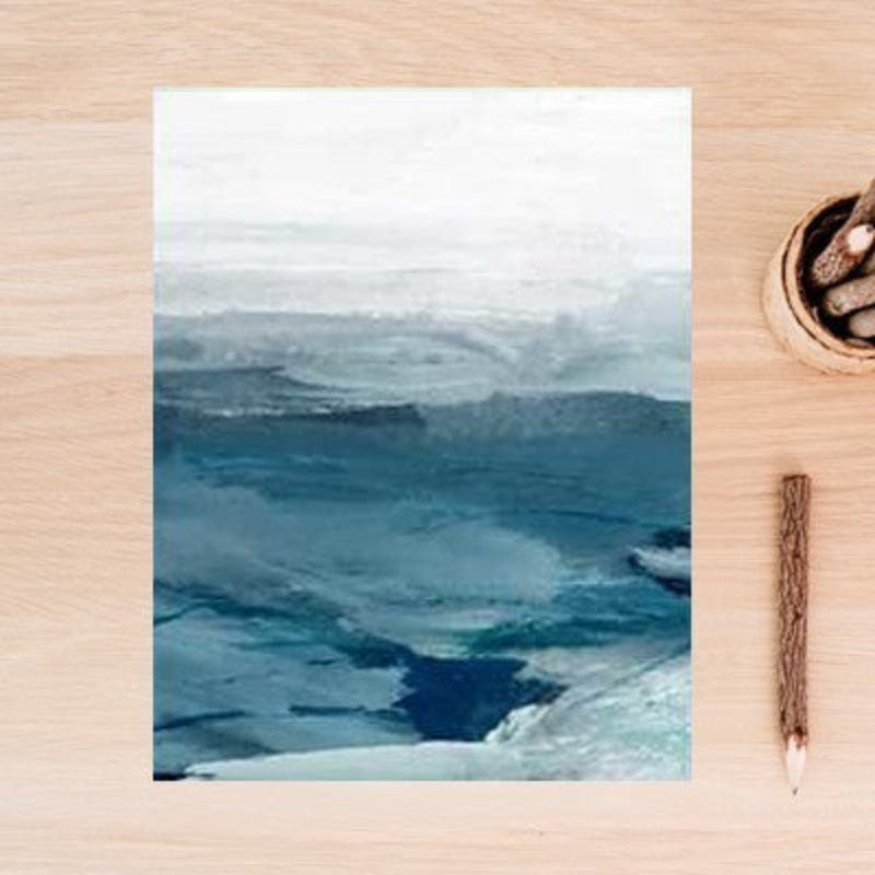 Abstrakte Landschaft Berg Blau Nordisch - Leinwand Wandkunst Gemälde