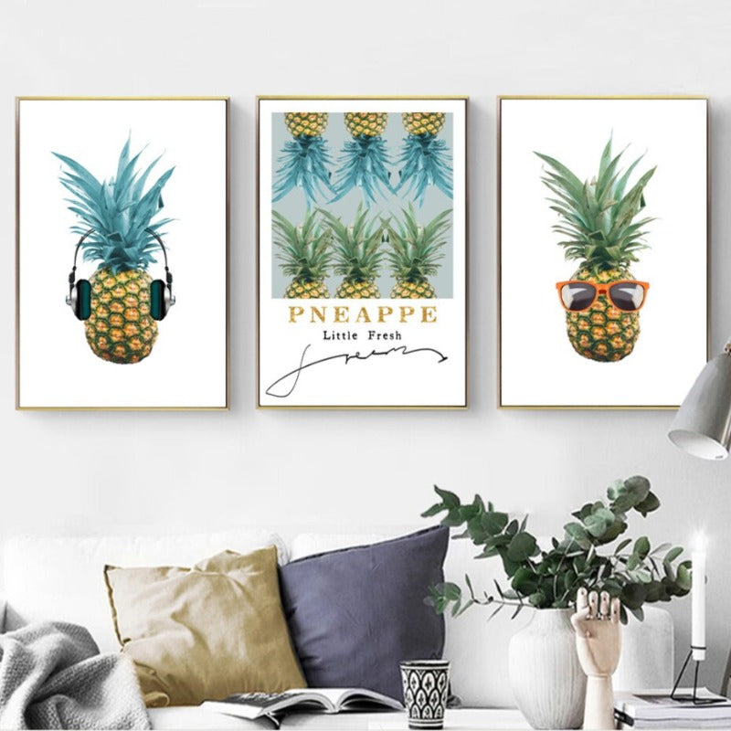 Frische Ananas Musik - Leinwand Wandkunst Gemälde