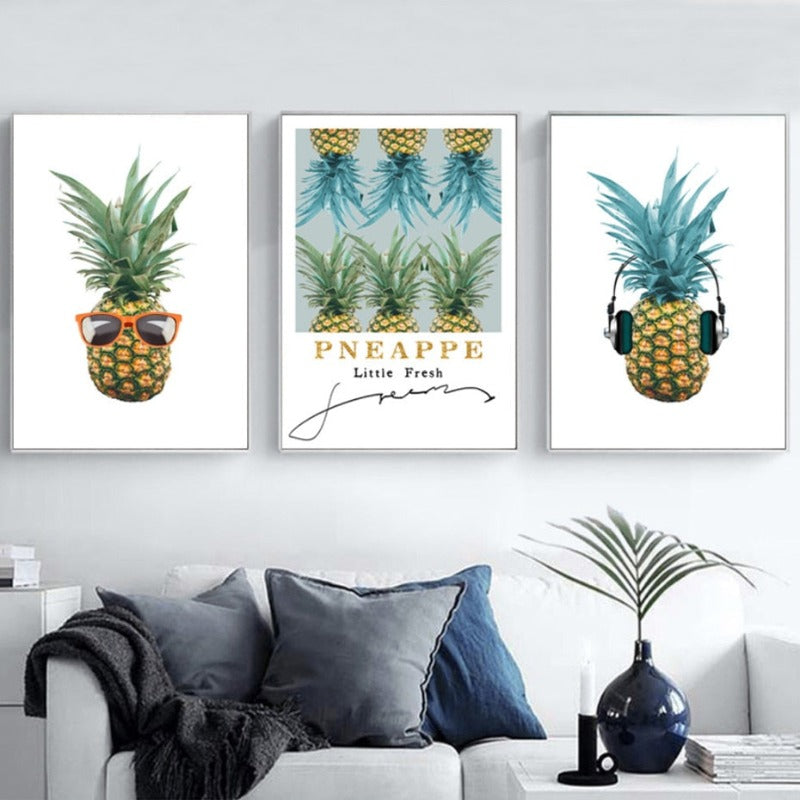 Frische Ananas Musik - Leinwand Wandkunst Gemälde
