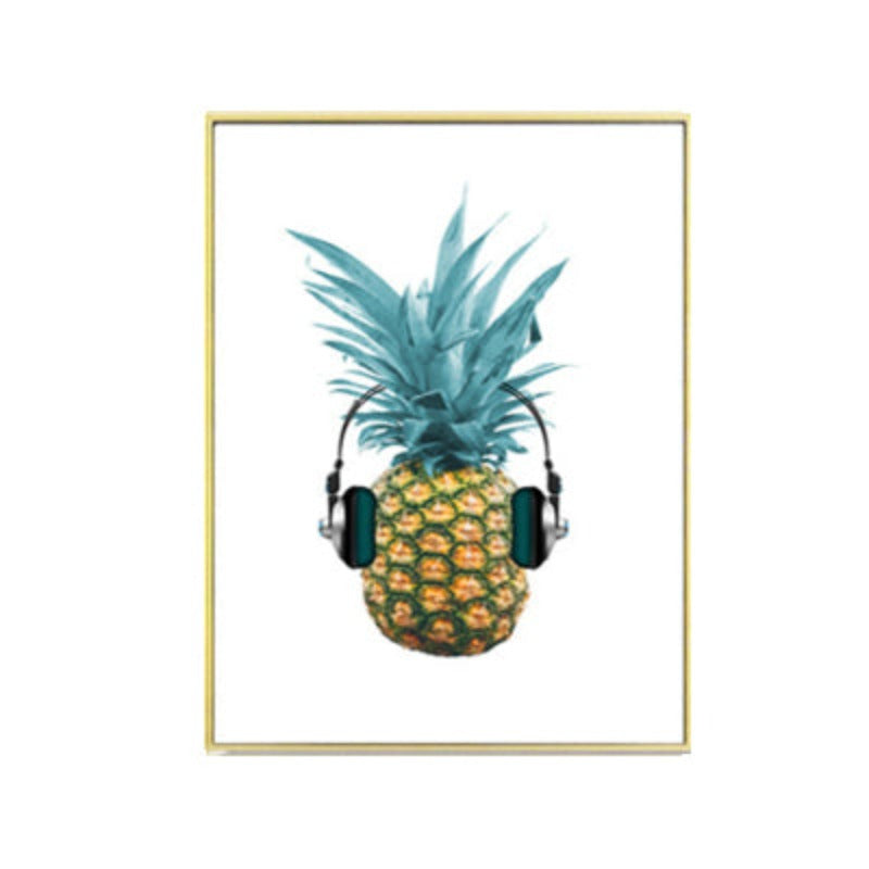Frische Ananas Musik - Leinwand Wandkunst Gemälde