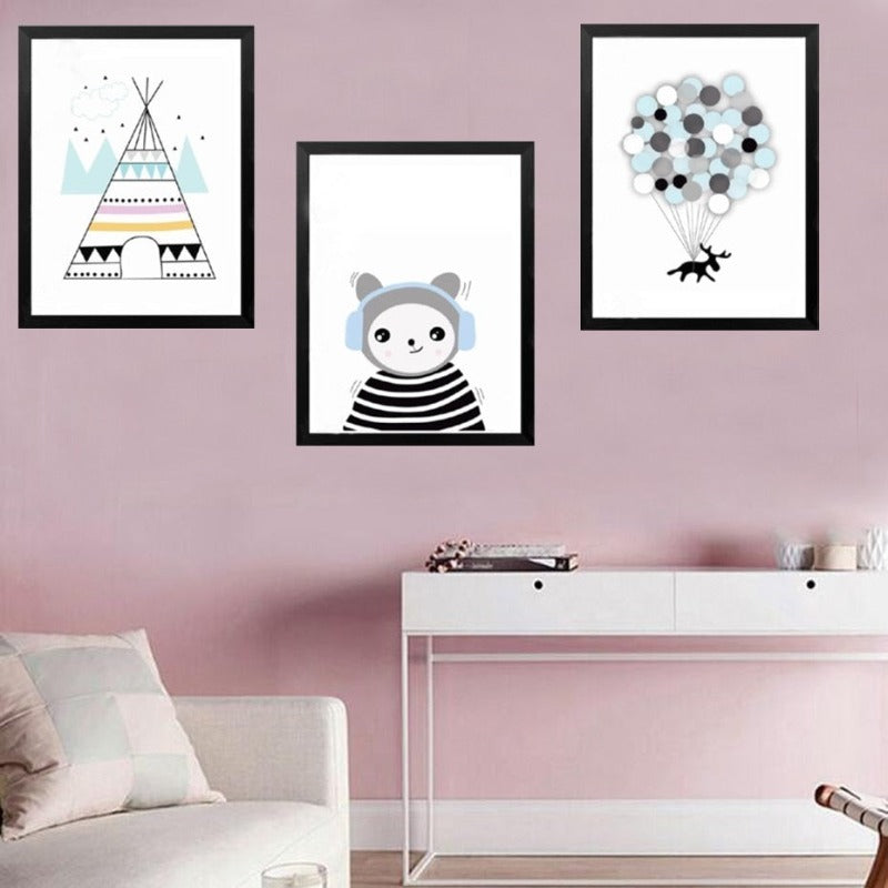 Cartoon Panda Ballon Kinder Geschenke - Leinwand Wandkunst Gemälde