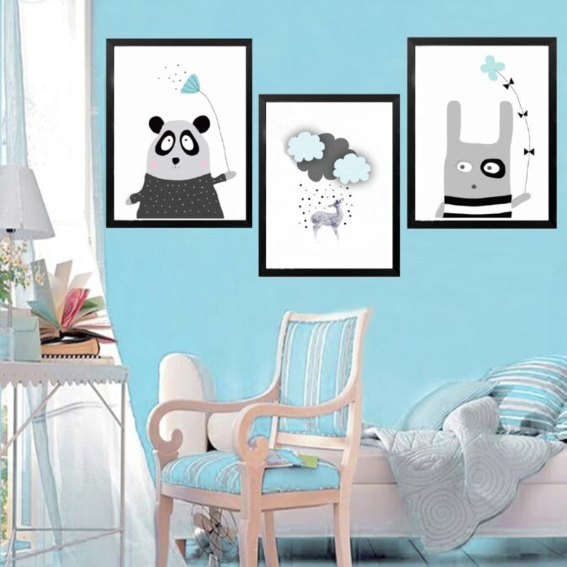 Cartoon Panda Ballon Kinder Geschenke - Leinwand Wandkunst Gemälde