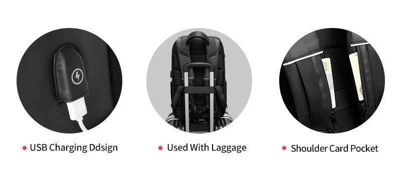 Brehn | 15,6 Zoll Laptop Reise Rucksack Wasserabweisend Funktionaler Rucksack Mit USB-Ladeanschluss