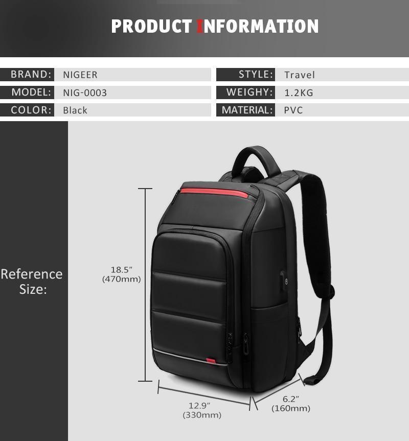 Brehn | 15,6 Zoll Laptop Reise Rucksack Wasserabweisend Funktionaler Rucksack Mit USB-Ladeanschluss