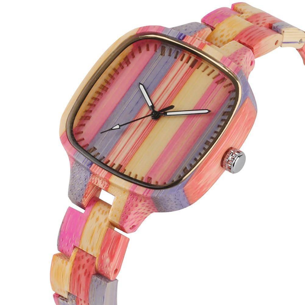 Brehn | Buntes Bambus Holzuhr - Armband-Uhr