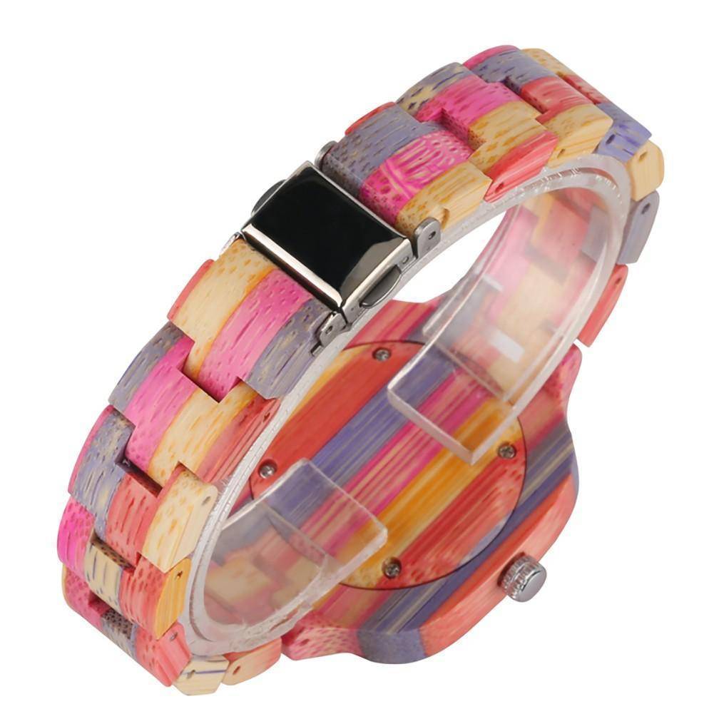 Brehn | Buntes Bambus Holzuhr - Armband-Uhr