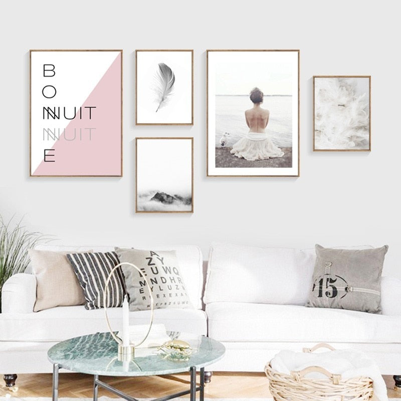 Nordic Refresh Feather Letters - Leinwandbild