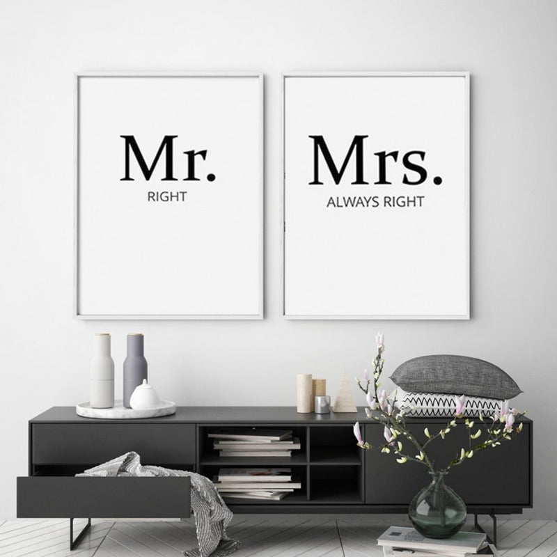 Mr. Right Mrs. Always Right Paare - Leinwand Wandkunst Malerei