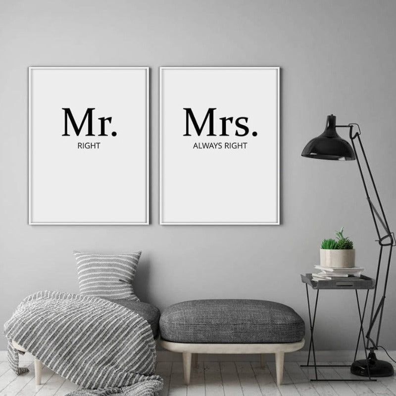 Mr. Right Mrs. Always Right Paare - Leinwand Wandkunst Malerei