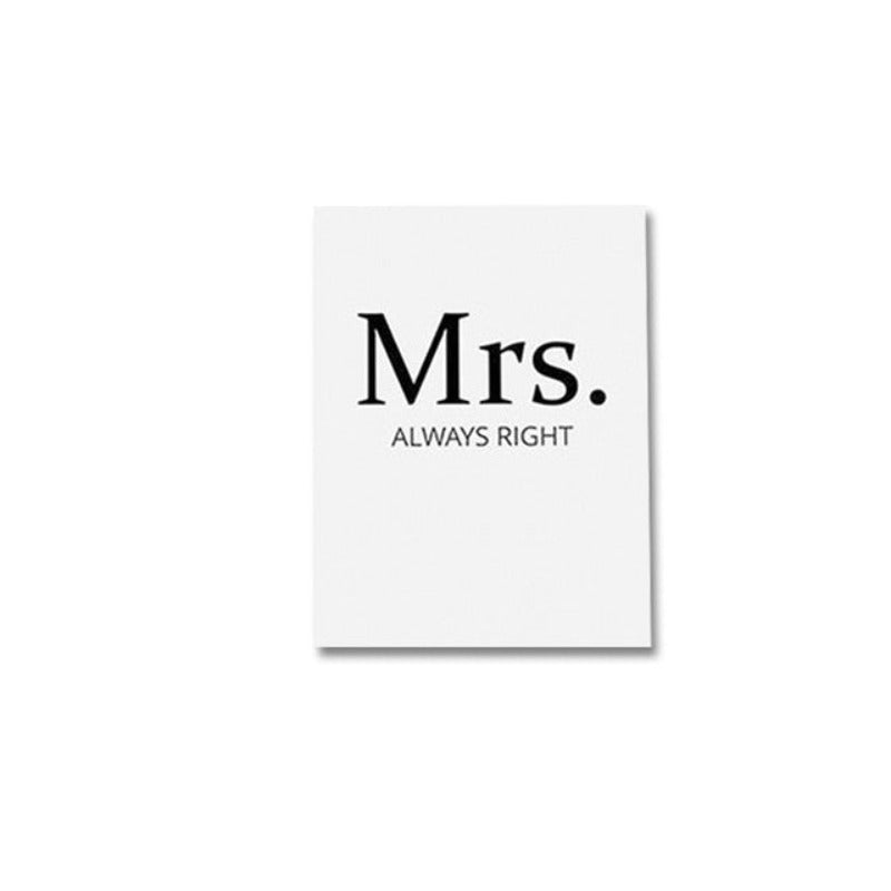 Mr. Right Mrs. Always Right Paare - Leinwand Wandkunst Malerei