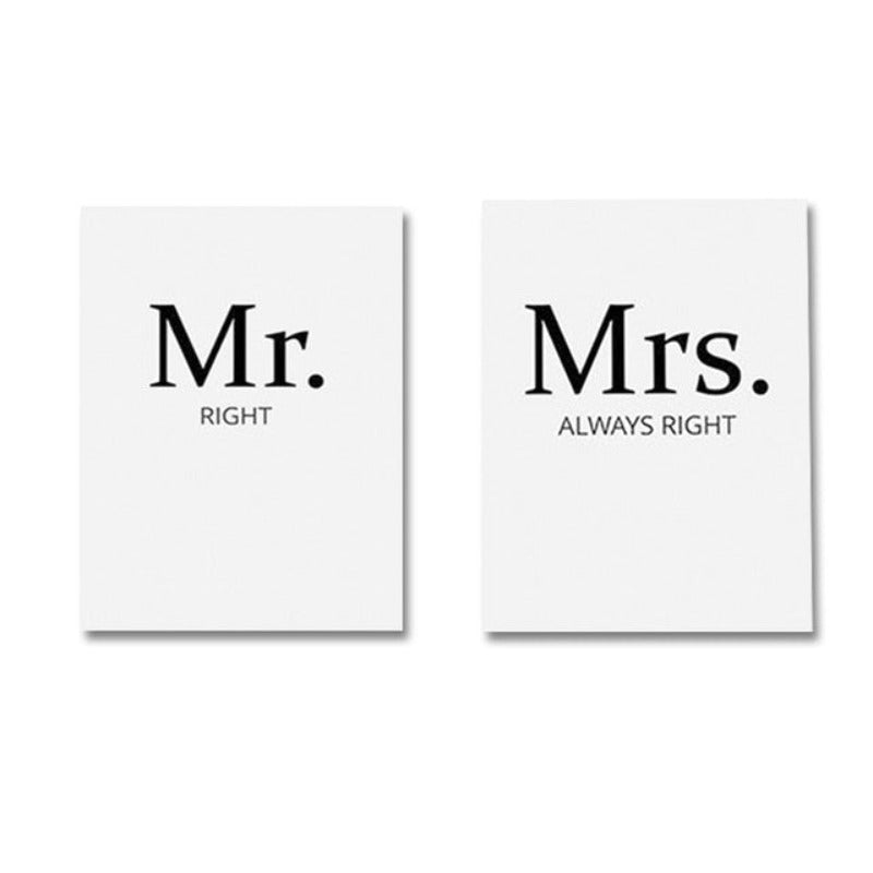 Mr. Right Mrs. Always Right Paare - Leinwand Wandkunst Malerei