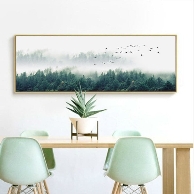 Nordische Nebelvögel, Waldarbeiterlandschaft - Leinwandbild