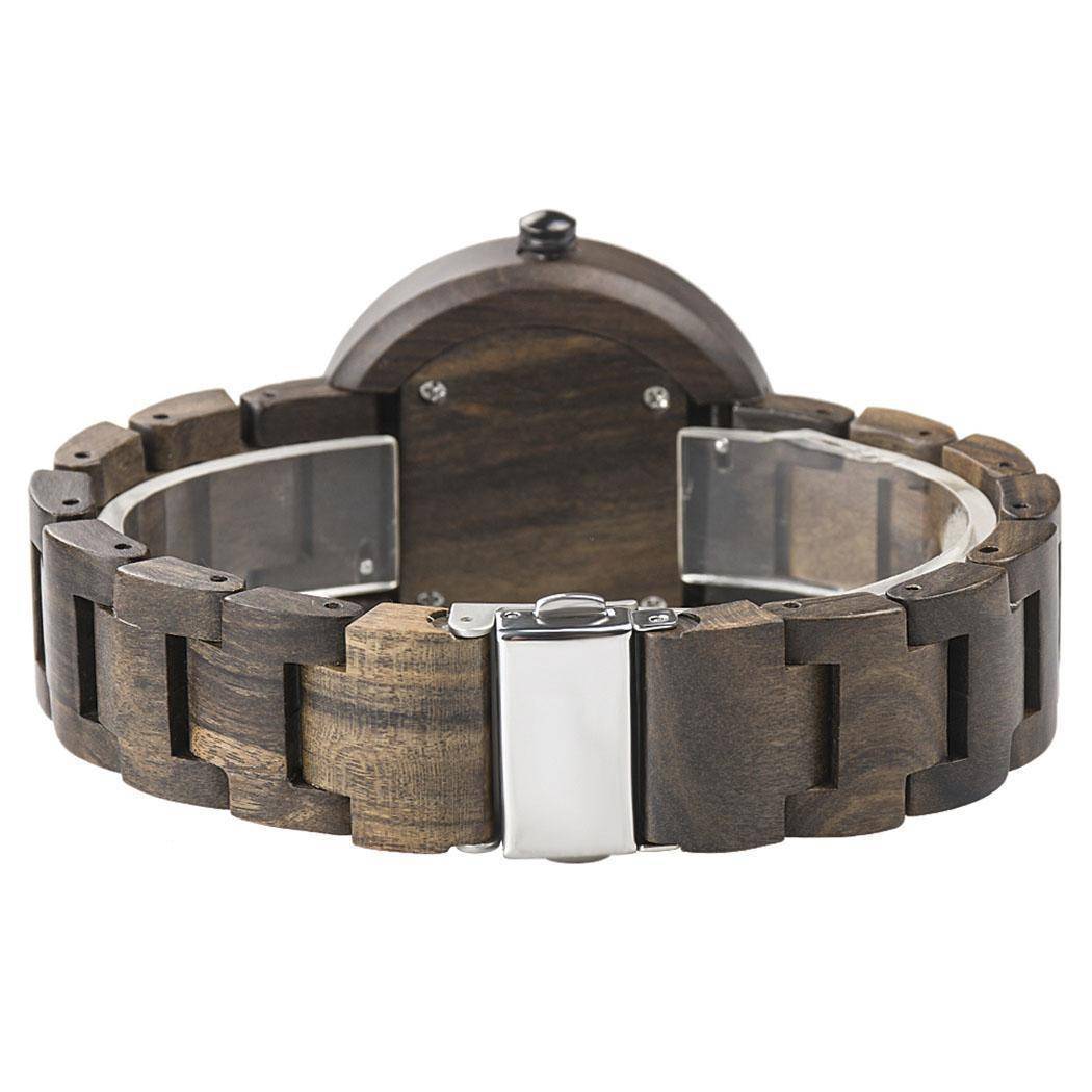 Brehn | Damen Sandelholz- und Ebenholz-Armbanduhr - Analoge Quarz-Armbanduhr