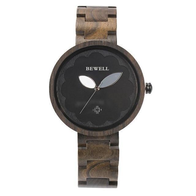 Brehn | Damen Sandelholz- und Ebenholz-Armbanduhr - Analoge Quarz-Armbanduhr