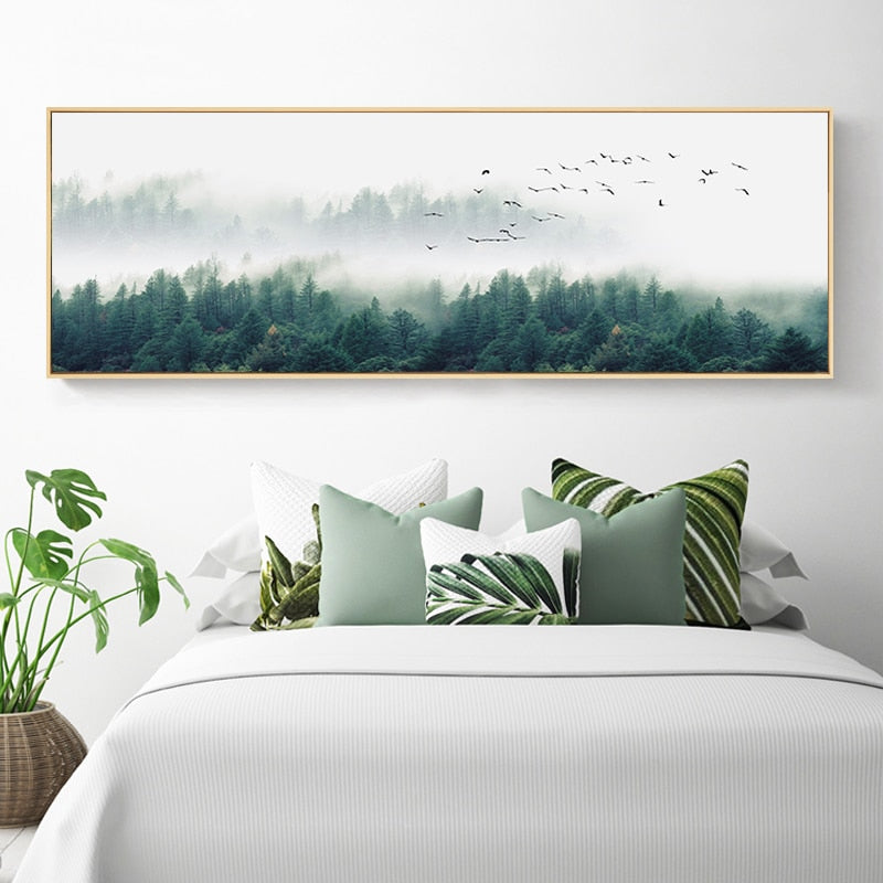 Nordische Nebelvögel, Waldarbeiterlandschaft - Leinwandbild