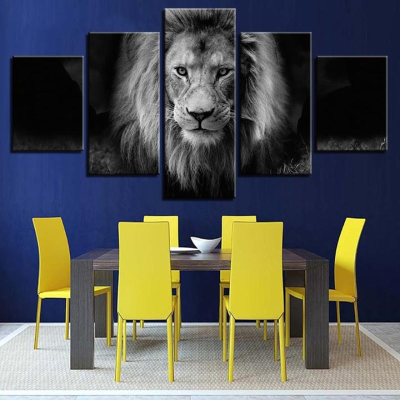 Lion Schwarz und Weiß - Leinwand Wandkunst Malerei
