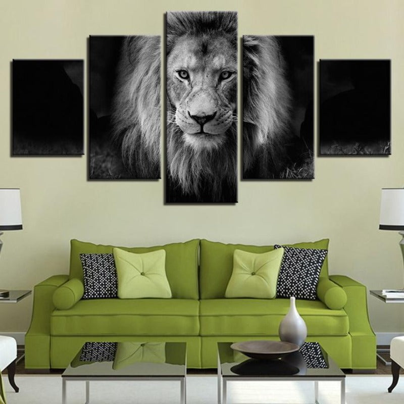 Lion Schwarz und Weiß - Leinwand Wandkunst Malerei