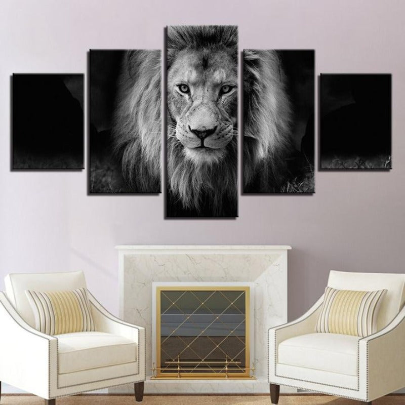 Lion Schwarz und Weiß - Leinwand Wandkunst Malerei