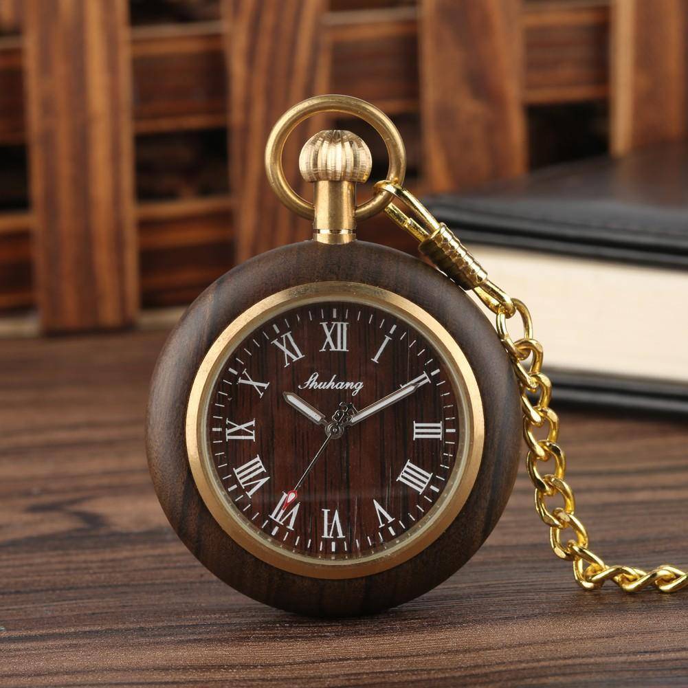 Brehn | Herren Bambus-Uhren-Taschen Uhr - Holz-Zifferblatt Einfach und Modisch