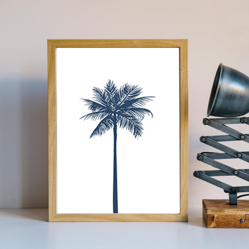 Marineblaue Palme – Leinwandbild