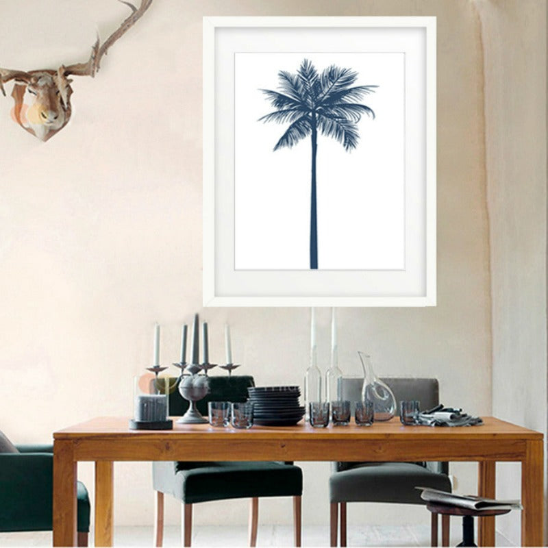 Marineblaue Palme – Leinwandbild