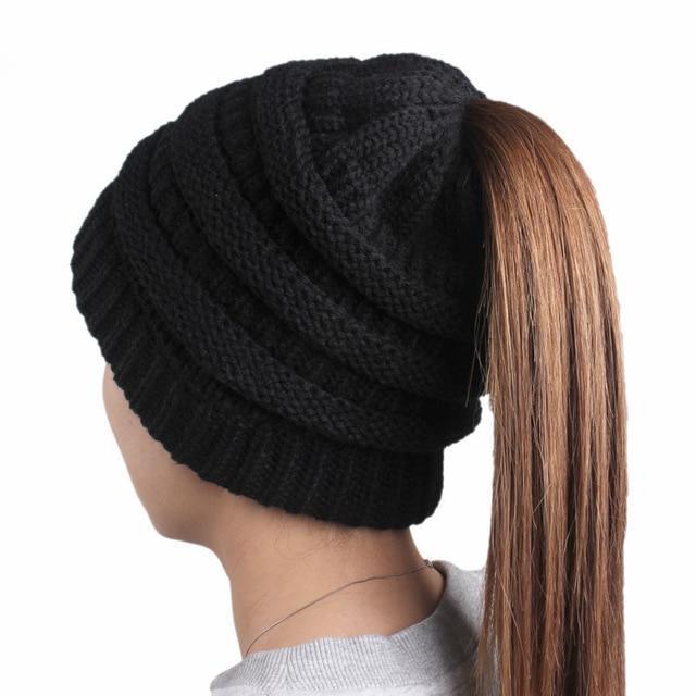 Brehn | Pferdeschwanz Beanie Mütze für Frauen