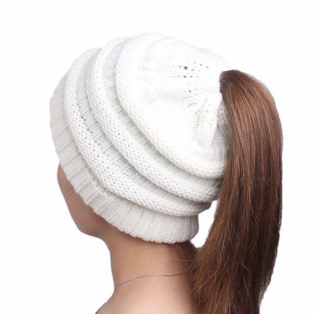 Brehn | Pferdeschwanz Beanie Mütze für Frauen