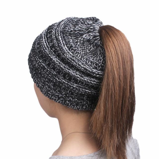 Brehn | Pferdeschwanz Beanie Mütze für Frauen