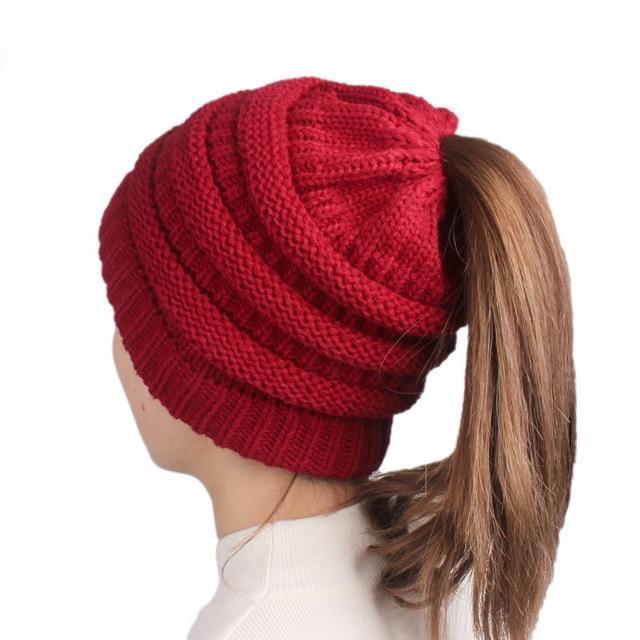 Brehn | Pferdeschwanz Beanie Mütze für Frauen