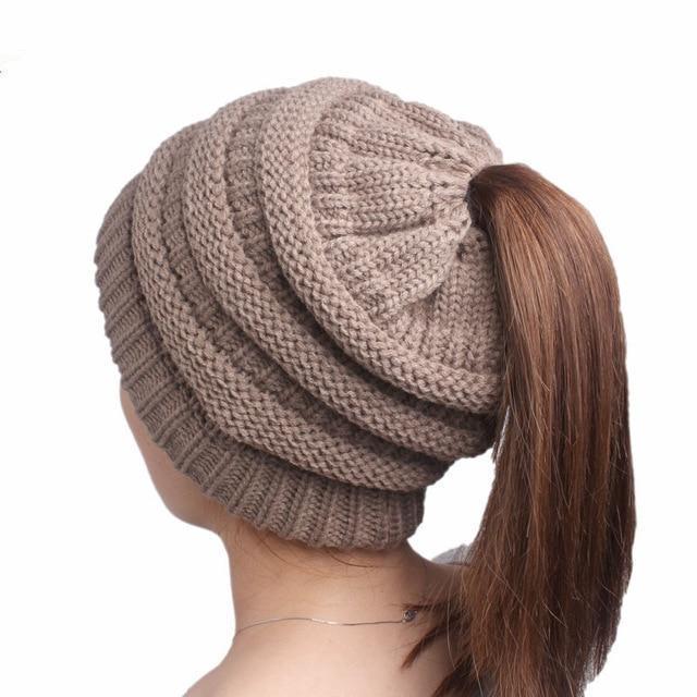 Brehn | Pferdeschwanz Beanie Mütze für Frauen