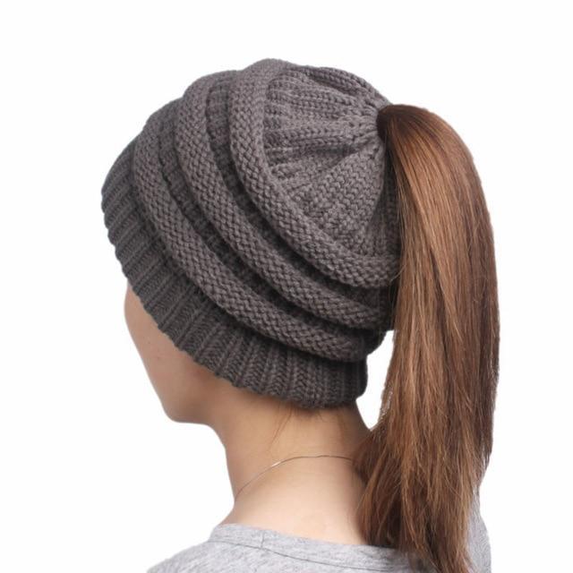 Brehn | Pferdeschwanz Beanie Mütze für Frauen