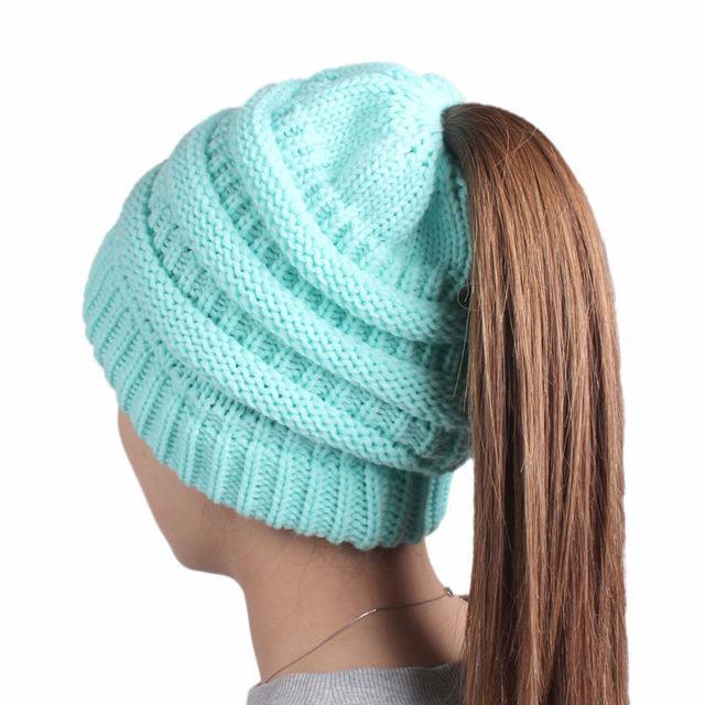 Brehn | Pferdeschwanz Beanie Mütze für Frauen