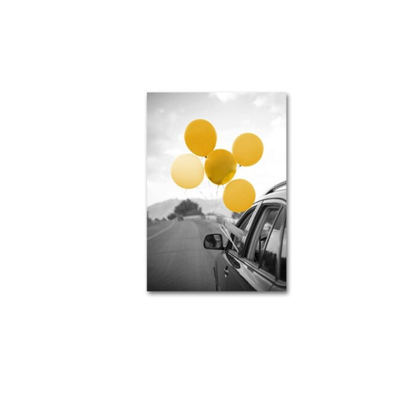 Moderner Reiseposter Gelbes Luftballon - Leinwand Wandkunst Gemälde