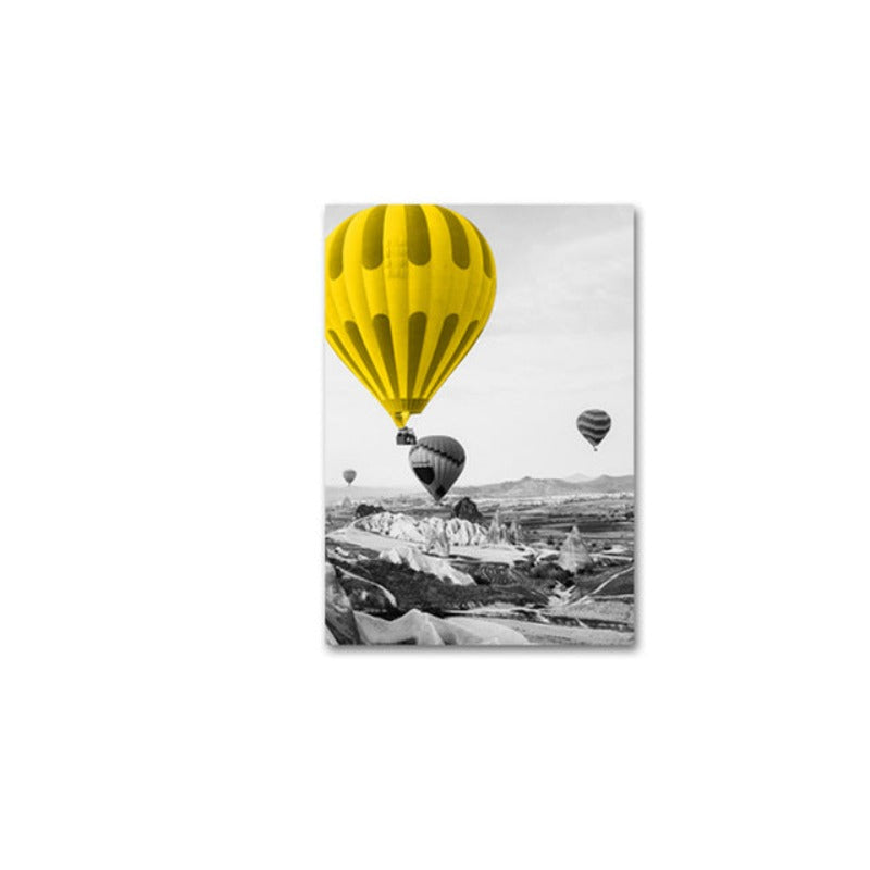 Moderner Reiseposter Gelbes Luftballon - Leinwand Wandkunst Gemälde