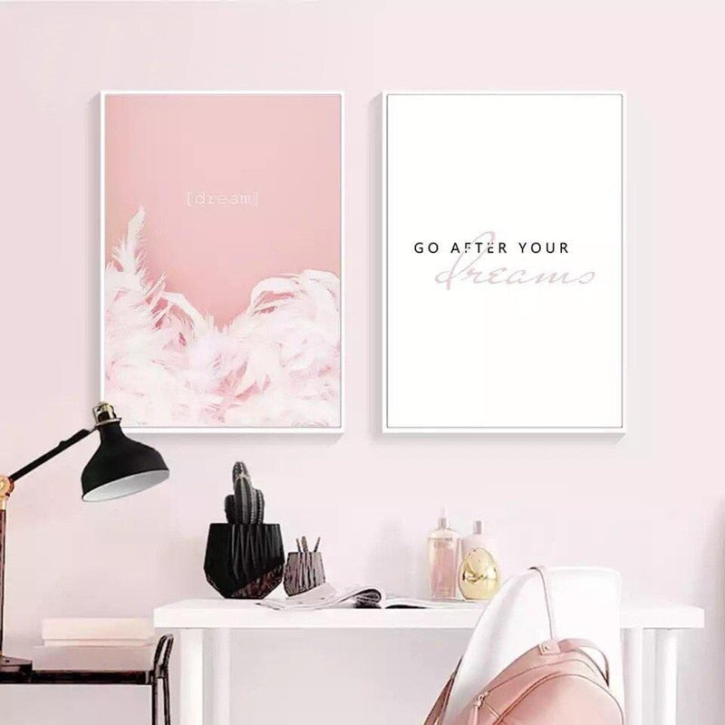 Moderne Warme Pink Nordische Kollege Traum - Leinwand Wandkunst Gemälde