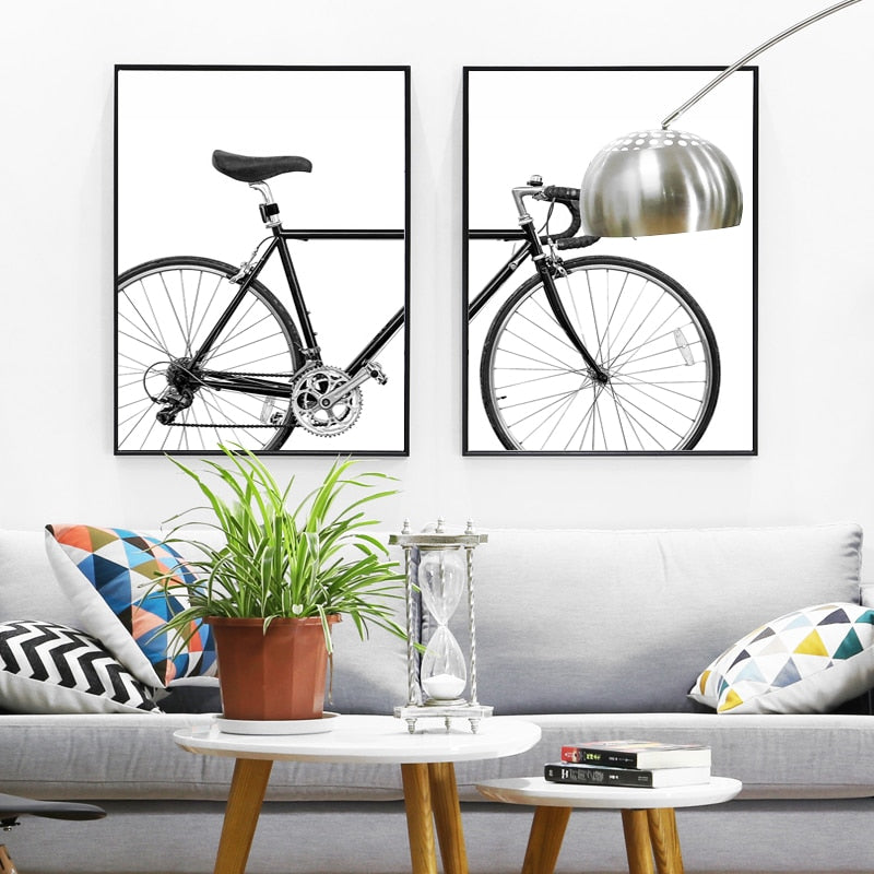 Minimalistisches Fahrraddruck - Leinwand Wandkunst Gemälde