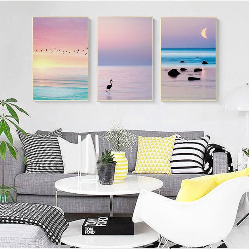 Schöne Sonnenuntergang-Seestück - Leinwand Wandkunst Gemälde