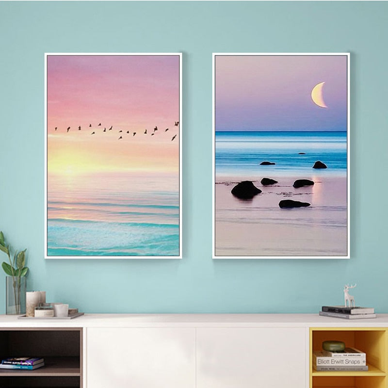 Schöne Sonnenuntergang-Seestück - Leinwand Wandkunst Gemälde