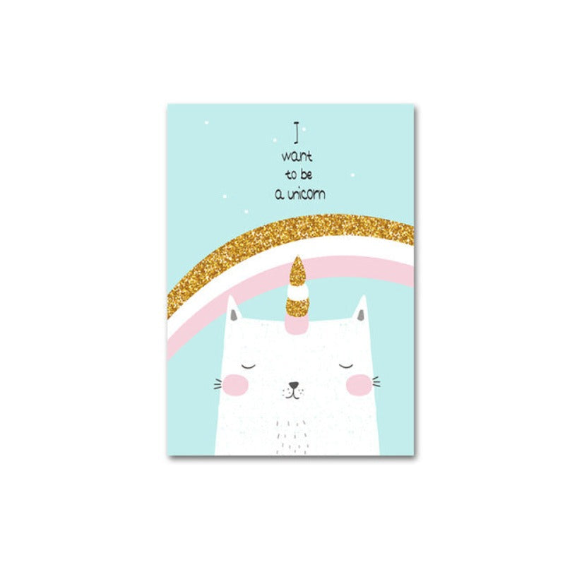 Moderne rosa Prinzessinnen-Einhorn-Poster - Leinwand-Wandkunst-Gemälde