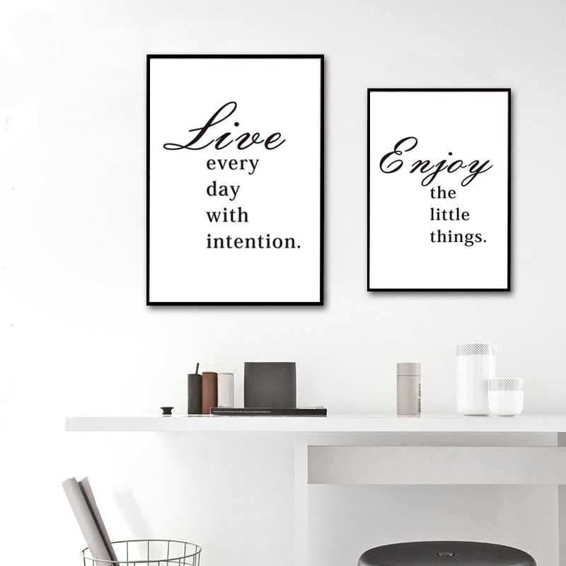 Minimalistisch Genieße die kleinen Dinge Lebenszitat Lebendige Buchstaben Wandkunst Drucke