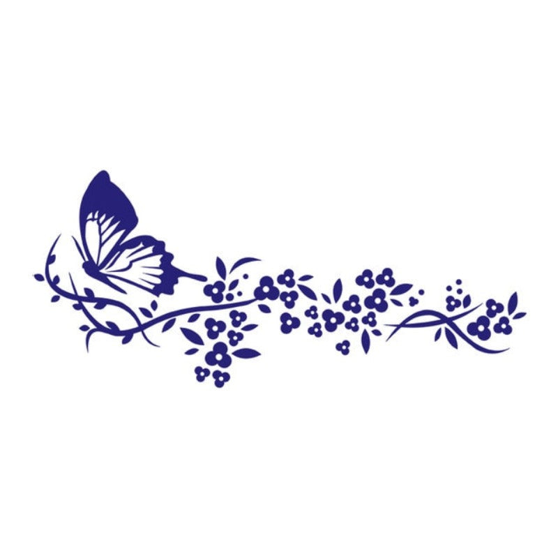 Moderne Schmetterlingsblumen – Wandaufkleber auf Leinwand