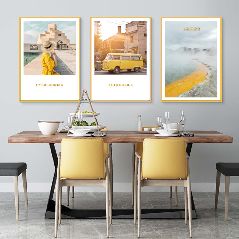 Modern gelbes Landschaftswandkunstposter - Leinwand Wandkunstgemälde