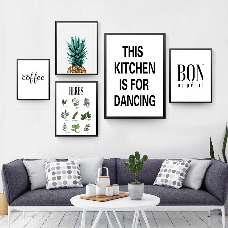 Kräuterposter Botanische Küche - Leinwand Wandkunst Gemälde
