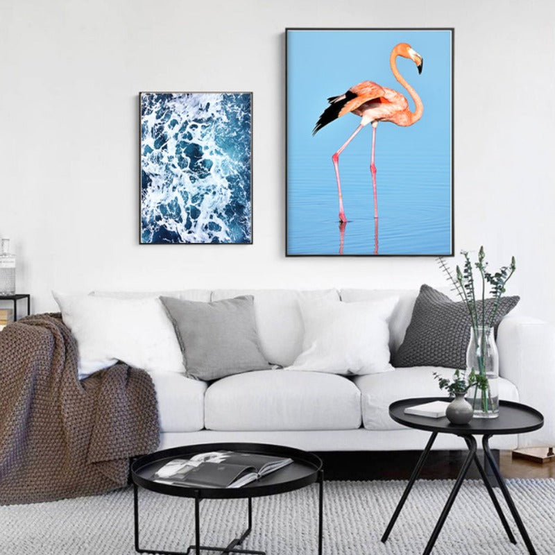 Flamingo In Seascape - Leinwand Wandkunst Malerei