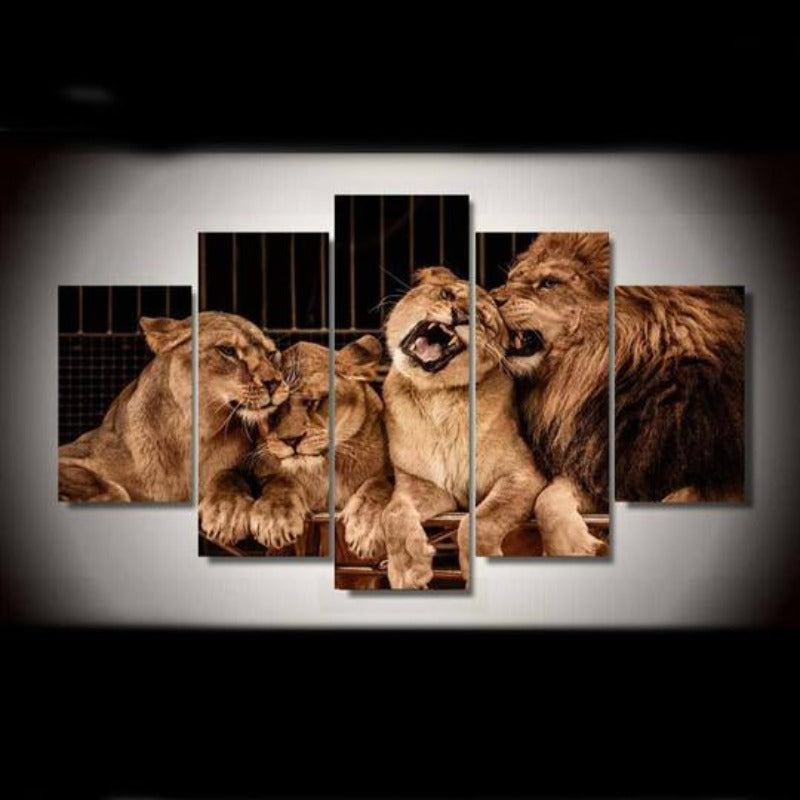 Lion Familie - Leinwand Wandkunst Gemälde