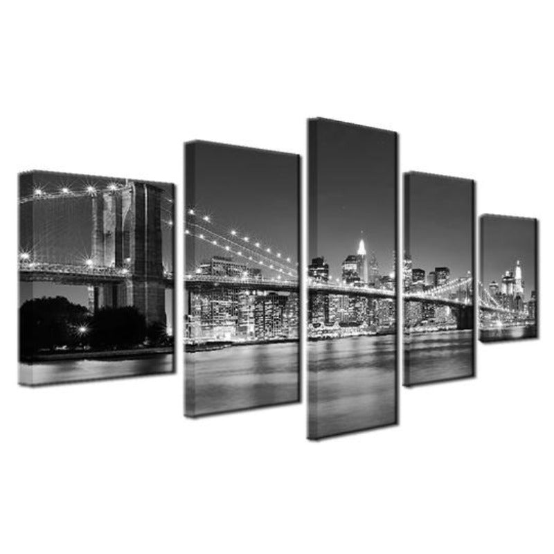 Schwarz & Weiß Brooklyn Bridge - Leinwand Wandkunst Gemälde