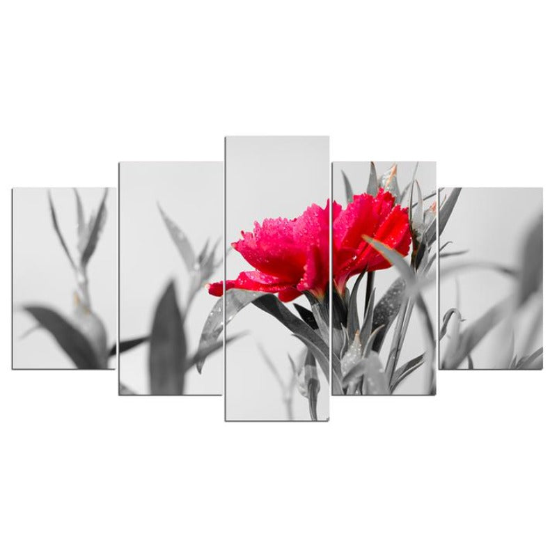 Ein rotes und schwarzes Blumen - Leinwand Wanddeko Gemälde