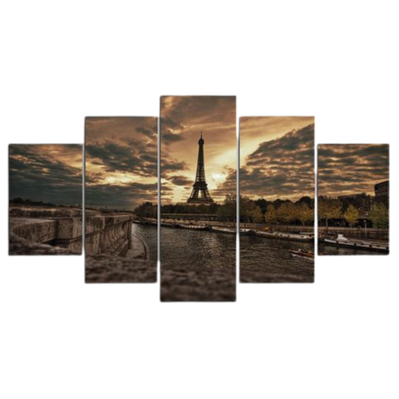 Majestätischer Eiffelturm bei Dämmerung - Leinwand Wandkunst Gemälde