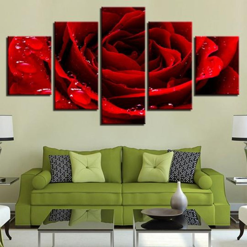 Schöne Rote Rose - Leinwand Wandkunstdruck
